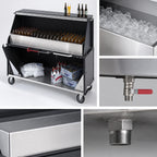 Thumbnail image #4 for Dinex DXPPB524IBWBC Chest-Style Portable Bar with 95-lb Ice Bin, Locking Cabinets, Speedrail and Boston Cherry Aluminum Exterior
