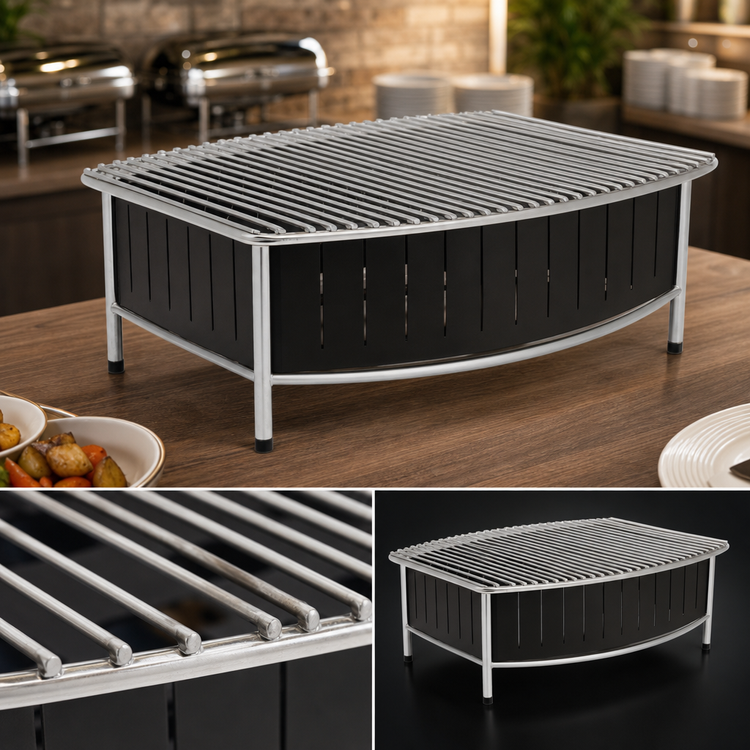 Product image #4 for Vollrath Large Contoured Buffet Station with Wire Grill, Black, 21 x 16 x 7.5 Inches