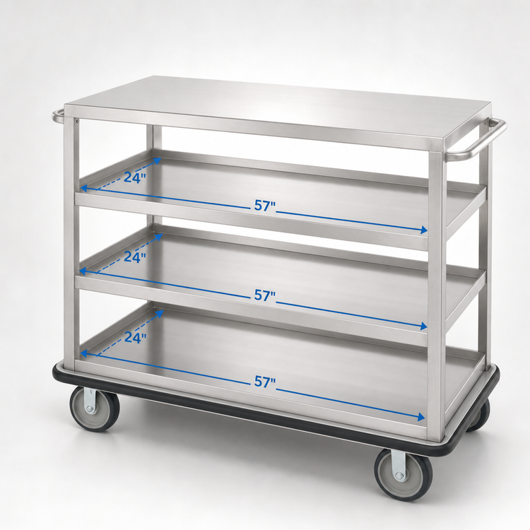 Product image #4 for Stainless Steel Queen Mary Utility Cart, 3-Shelf, 62 x 28 x 38.5 Inches