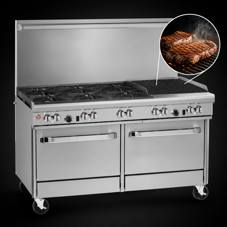 Product image #4 for Southbend Ultimate 60-Inch Gas Restaurant Range with 6 Burners, 24-Inch Charbroiler and 2 Convection Ovens