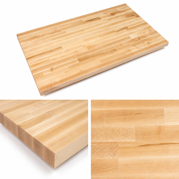 Product image #4 for Boos Block 24 x 25 Inch Kitchen Countertop, 1-1/2 Inch Thick, Blended Rails Edge Grain Northern Hard Rock Maple, Oil Finish
