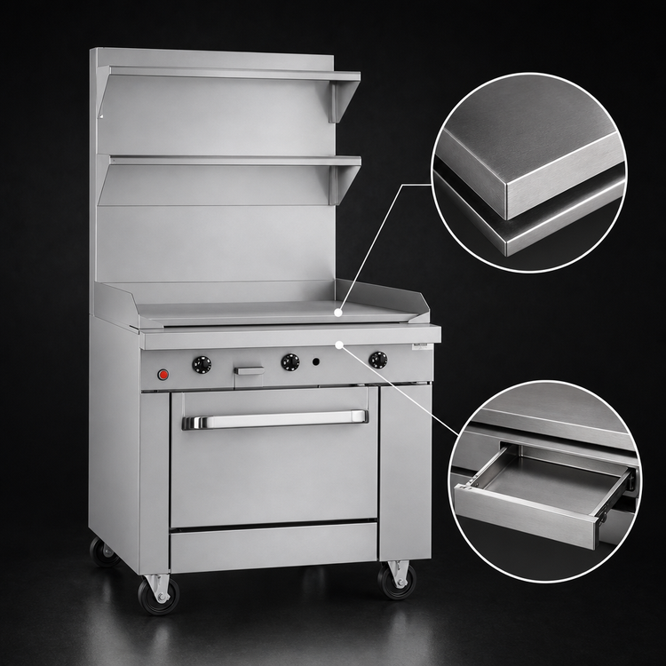 Product image #4 for Southbend Platinum 48-Inch Heavy Duty Gas Range with Full-Width Thermostatic Griddle, Standard Oven and 12-Inch Cabinet