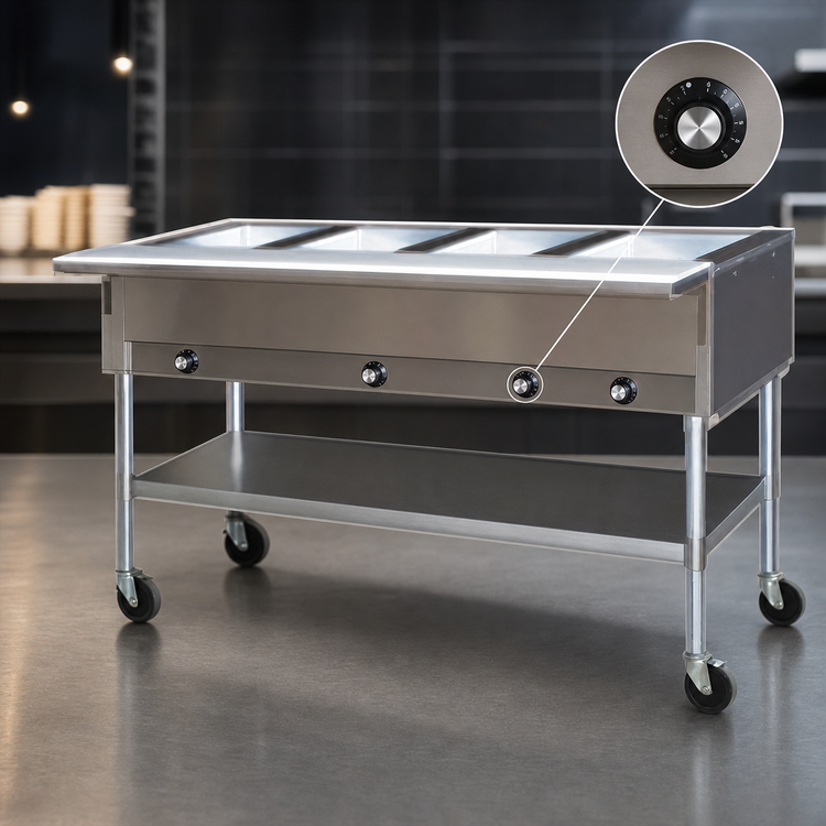 Product image #4 for Eagle Group Portable Electric Hot Food Table with 3 Dry Wells, Open Base, 51-Inch Wide, 208V/3-Phase