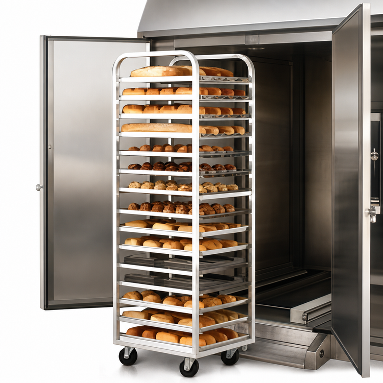 Product image #4 for Adamatic/Revent C-Lift Roll-In Oven Rack, 30-Pan Capacity, Double Side-Load, Aluminum
