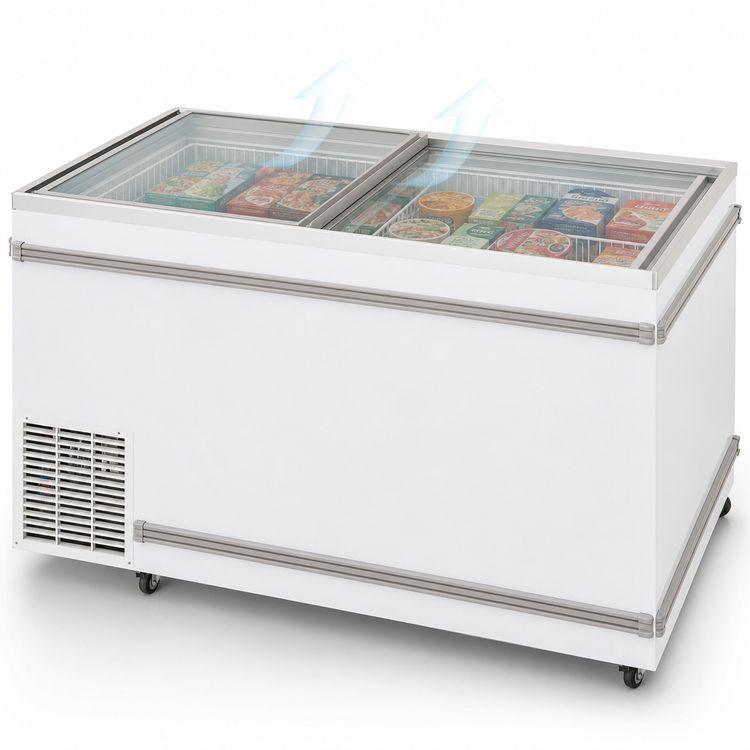 Product image #4 for Turbo Air TFS-20F-N Top Open Island Chest Freezer with 2 Sliding Glass Lids, 20.29 Cu. Ft., White