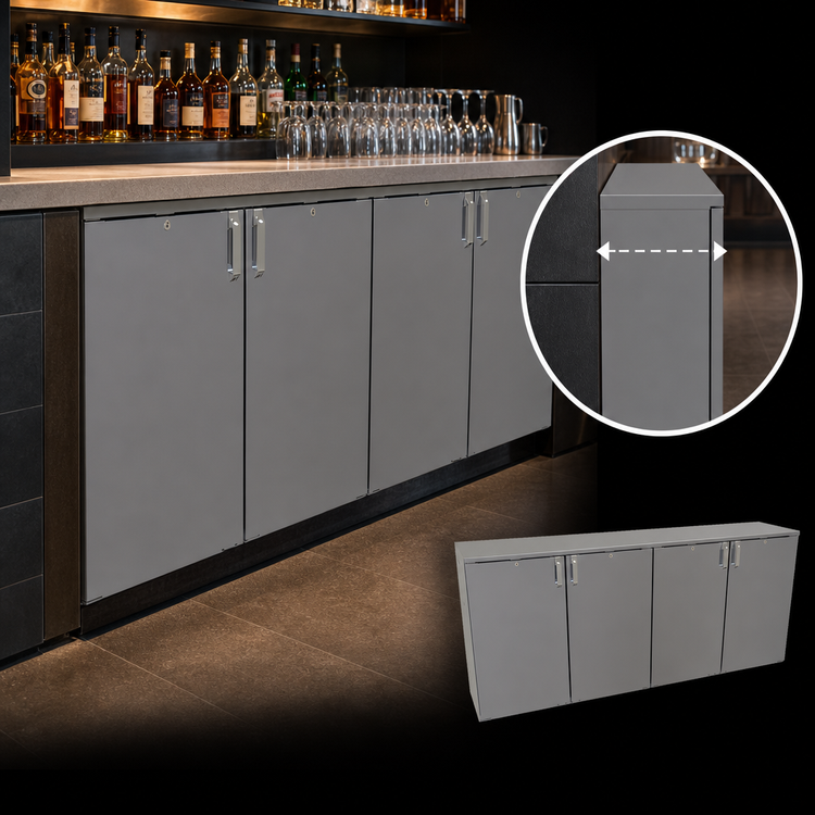 Product image #4 for Glastender CS1RB80 Shallow Depth Remote Back Bar Cooler, One-Zone, Bar Profile, 80 Inch, 4-Section