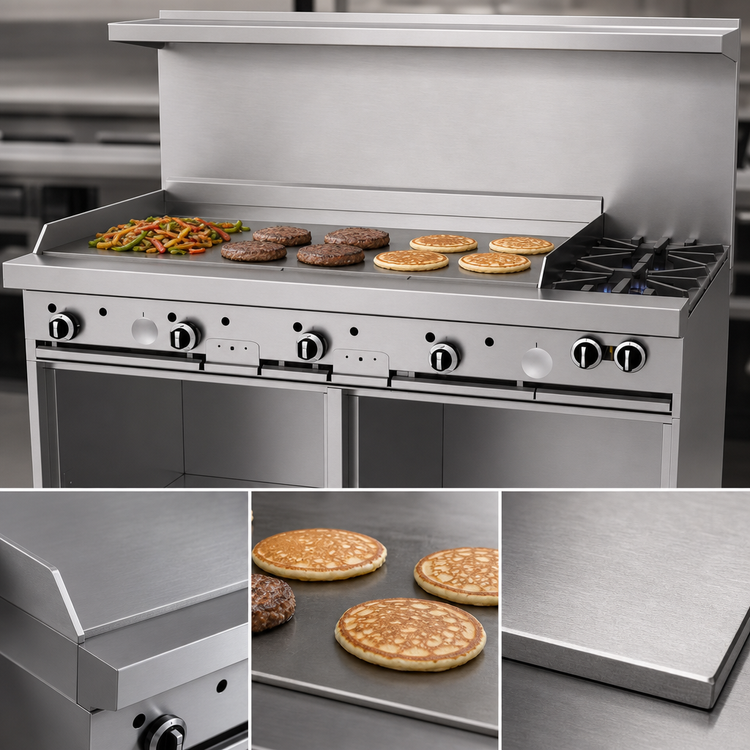 Product image #4 for Garland G Starfire Pro 60-Inch Commercial Gas Range with 2 Open Burners, 48-Inch Griddle, and 2 Storage Bases