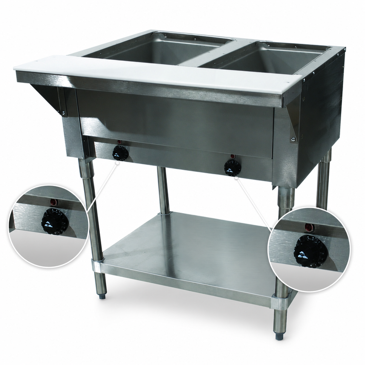 Product image #4 for Advance Tabco Triumph (Supreme) Electric Hot Food Table with (2) 12" x 20" Sealed Wells and Open Base