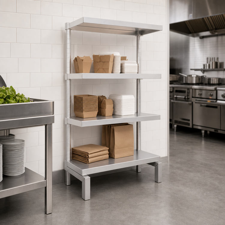 Product image #5 for New Age Aluminum Order Pick-Up Station Shelving Unit with Solid Adjustable Shelves, 30"W x 13-3/4"D x 60"H