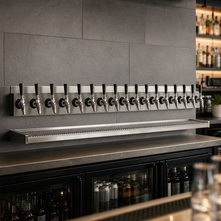 Product image #4 for Krowne 48-Inch Wall-Mount 16-Faucet Glycol-Cooled Beer Tower with Drip Tray