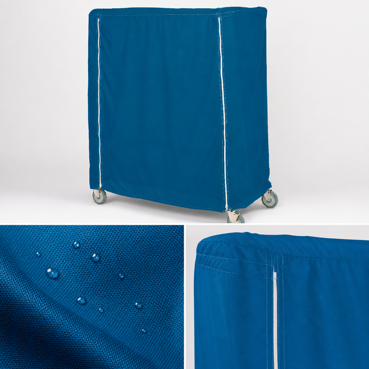 Product image #4 for Metro 72 x 24 x 54 Inch Mariner Blue Uncoated Nylon Cart Cover for Queen Mary & Banquet Carts