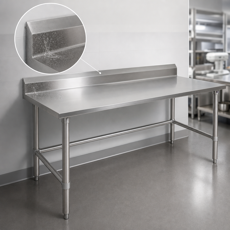 Product image #4 for John Boos Stallion 108-Inch x 36-Inch Stainless Steel Work Table with 5-Inch Backsplash and Safety Edge