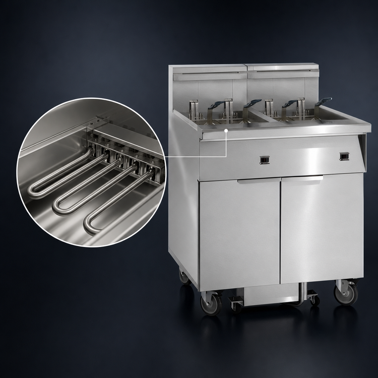 Product image #4 for Imperial (Middleby) Electric Floor Model Fryer, 2-Tank, 50 lb. Each, Computer Controls, Built-In Filter System