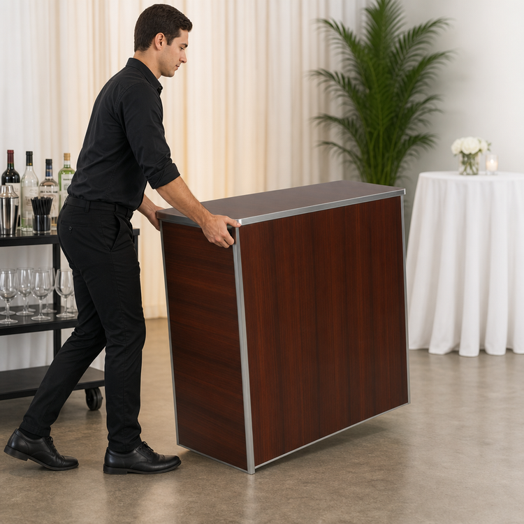 Product image #5 for Flash Furniture Amara 4 Ft. Folding Portable Bar Table with Walnut Woodgrain Laminate Top
