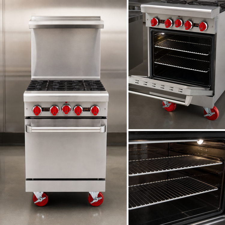 Product image #4 for American Range AR-4 24-Inch Gas Restaurant Range with 4 Open Burners and 20-Inch Space Saver Oven