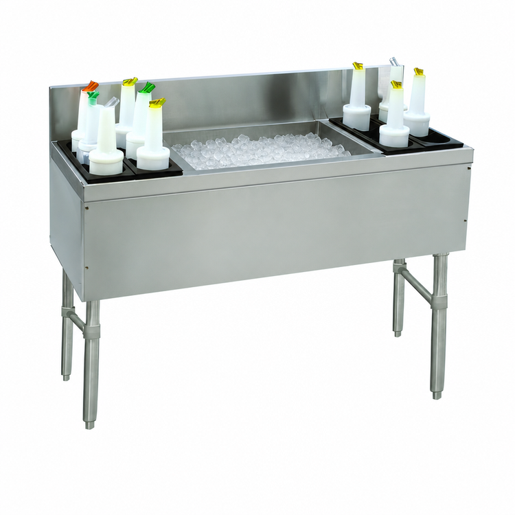 Product image #4 for Advance Tabco Prestige 54-Inch Stainless Steel Bar Ice Bin with 10-Circuit Cold Plate and Bottle Storage