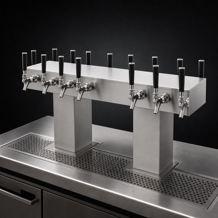 Product image #4 for Perlick 4006-16BX16B Back-to-Back Bridge Tee Glycol-Cooled Draft Beer Tower with 32 Faucets