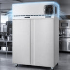 Thumbnail image #4 for Hoshizaki Steelheart DT2A-FS Two-Section Dual-Temperature Reach-In Refrigerator/Freezer, Stainless Steel, Solid Hinged Doors, Top-Mounted Refrigerated