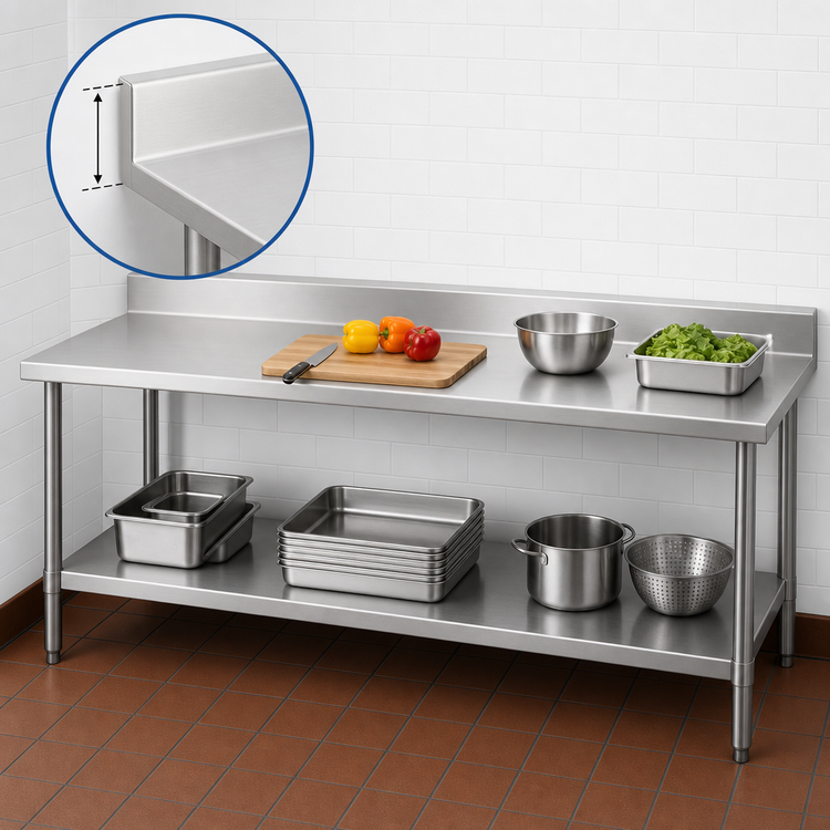 Product image #4 for Eagle Group Budget Series 108-Inch x 30-Inch Stainless Steel Work Table with 4-1/2-Inch Backsplash and Adjustable Undershelf