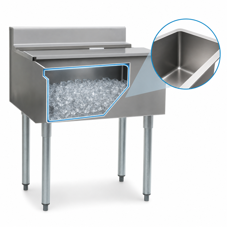 Product image #4 for Eagle Group 2200 Series Underbar Ice Bin/Cocktail Unit with 7-Circuit Cold Plate, 48 x 24 Inch, 278 lb. Capacity