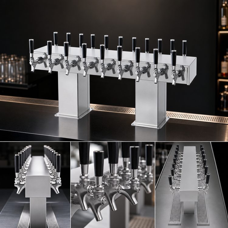 Product image #4 for Perlick 24-Faucet Back-to-Back Bridge Tee Countertop Glycol-Cooled Draft Beer Tower