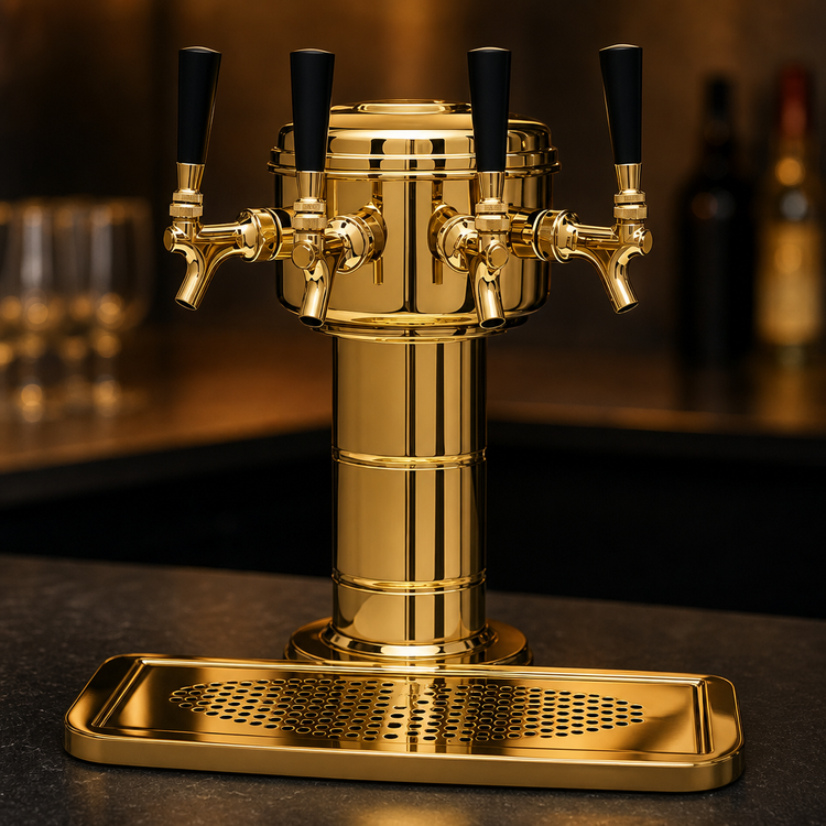 Product image #4 for Glastender Mini Mushroom 3-Faucet Polished Brass Glycol-Cooled Draft Dispensing Tower