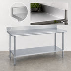 Thumbnail image #4 for Duke Manufacturing 314-3684-5R 84 x 36 Inch Stainless Steel Work Table, 14-Gauge 300 Series Top, 5-Inch Riser, Galvanized Undershelf