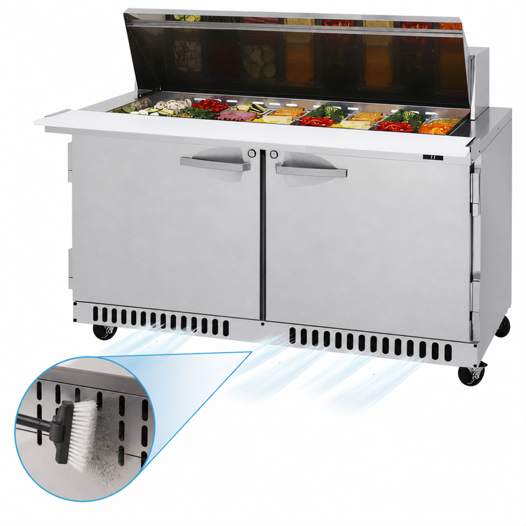 Product image #4 for Turbo Air PRO Series 60-Inch Front Breathing Mega Top Refrigerated Sandwich/Salad Prep Table, 2 Doors, 24-Pan Opening