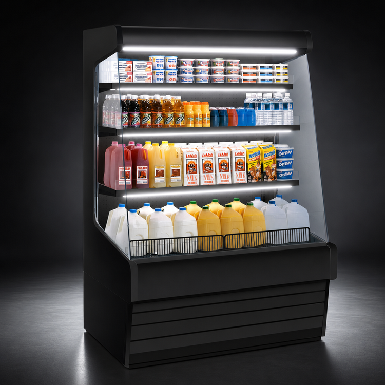Product image #5 for Howard-McCray Ovation Series 63-Inch Remote Dairy Open Merchandiser with 3 LED Lighted Shelves, Black