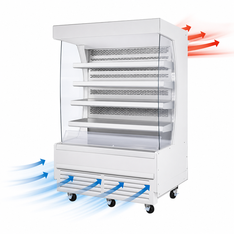 Product image #4 for Everest Refrigeration Vertical Open-Air Display Merchandiser, 60" W x 34-1/4" D x 78" H, 30.2 Cu. Ft., Self-Contained R290, White