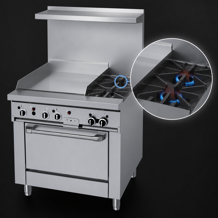 Product image #4 for Garland GF Starfire Pro 36-Inch Gas Restaurant Range with 2 Open Burners, 24-Inch Thermostatic Griddle and Standard Oven