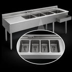 Thumbnail image #4 for Eagle Group 2200 Series BC8-4C-22L 96-Inch Underbar Combination Unit with 4 Sink Bowls, Left Ice Bin and Speed Rail