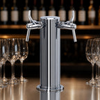 Thumbnail image #4 for Micro Matic USA Finnesse DS-142-PSS-W Countertop Air-Cooled Dual-Faucet Wine Font, Polished 304 Stainless Steel, 16-1/2-Inch H