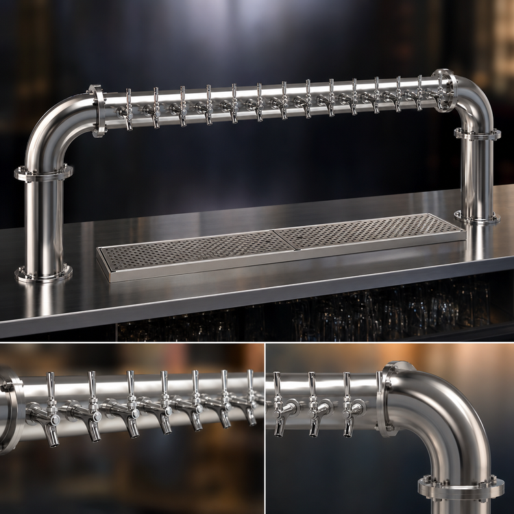 Product image #4 for Glastender Pipe Pass-Thru Countertop Draft Dispensing Tower with 14 Faucets, 2-Column, Glycol-Cooled