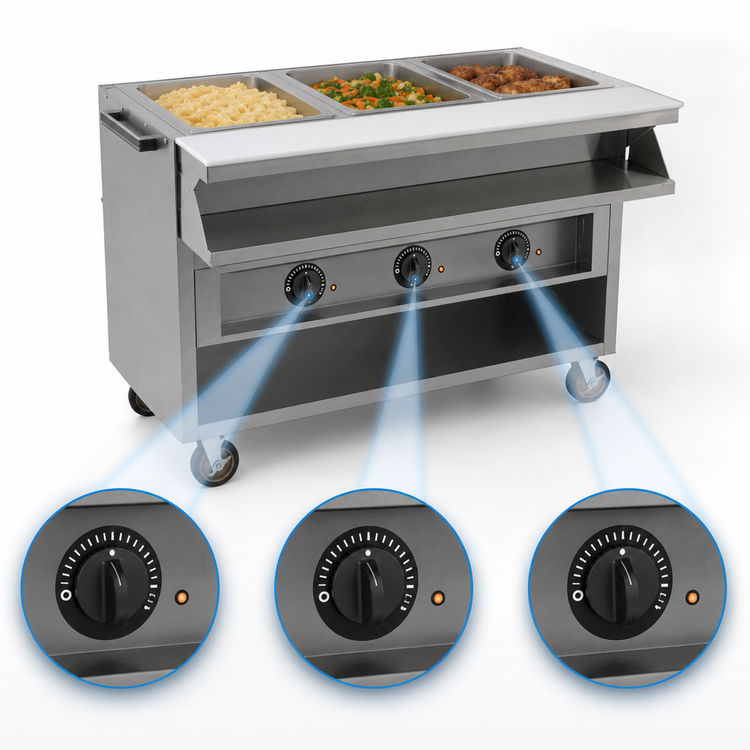 Product image #4 for Spec-Master SPHT3CB-208 48" Mobile Electric 3-Well Sealed Hot Food Table with AutoFill