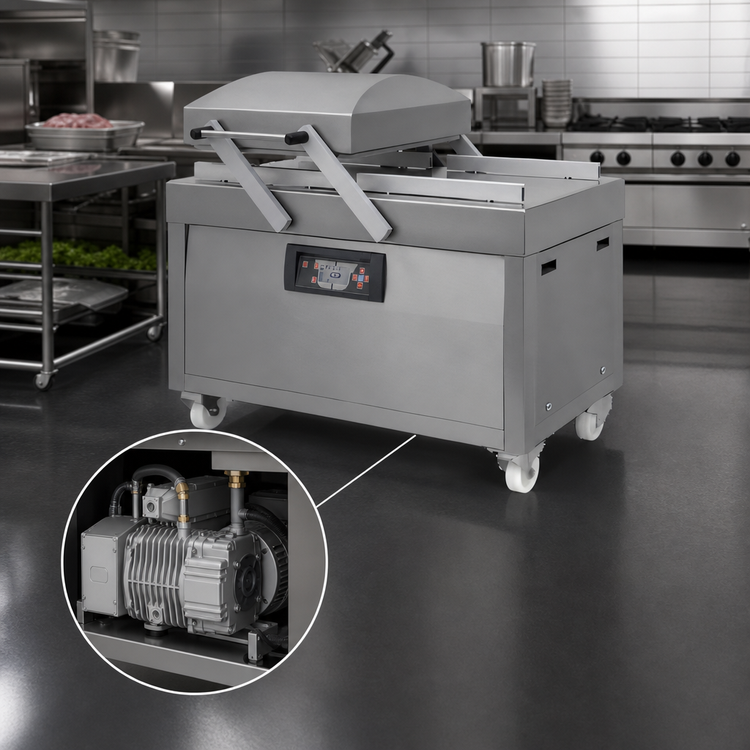 Product image #5 for Turbovac Heavy-Duty Double Chamber Floor Model Vacuum Packaging Machine with 44.1" x 27.5" Seal Length