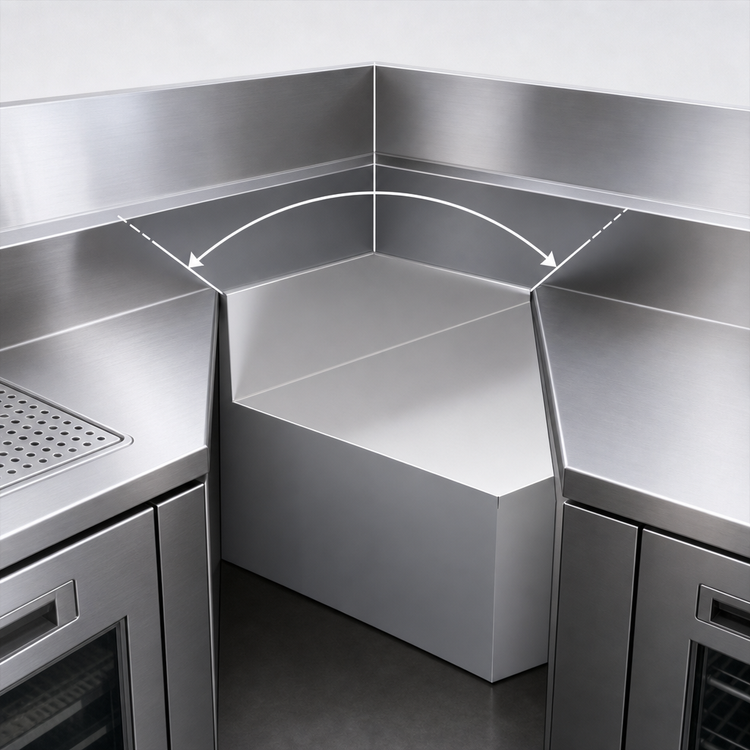 Product image #4 for Krowne Royal Series 24-Inch Rear Corner 60° Stainless Steel Underbar Angle Filler