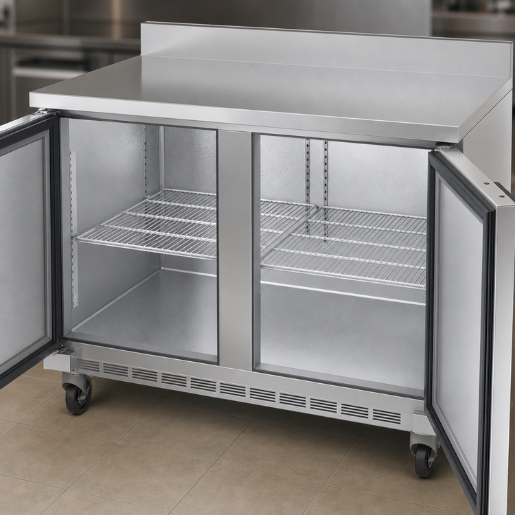 Product image #4 for Beverage-Air WTR48AHC-FIP 48-Inch Two-Section Worktop Refrigerator with Solid Doors and Foamed-In-Place Backsplash