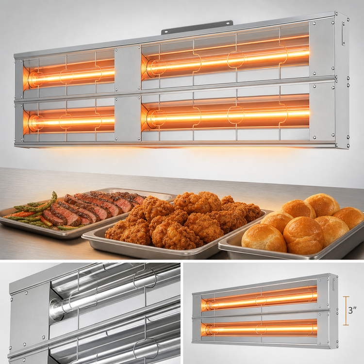 Product image #4 for Hatco Glo-Ray 24-Inch Lighted Double Infrared Strip Heater, 820 Watt, Aluminum