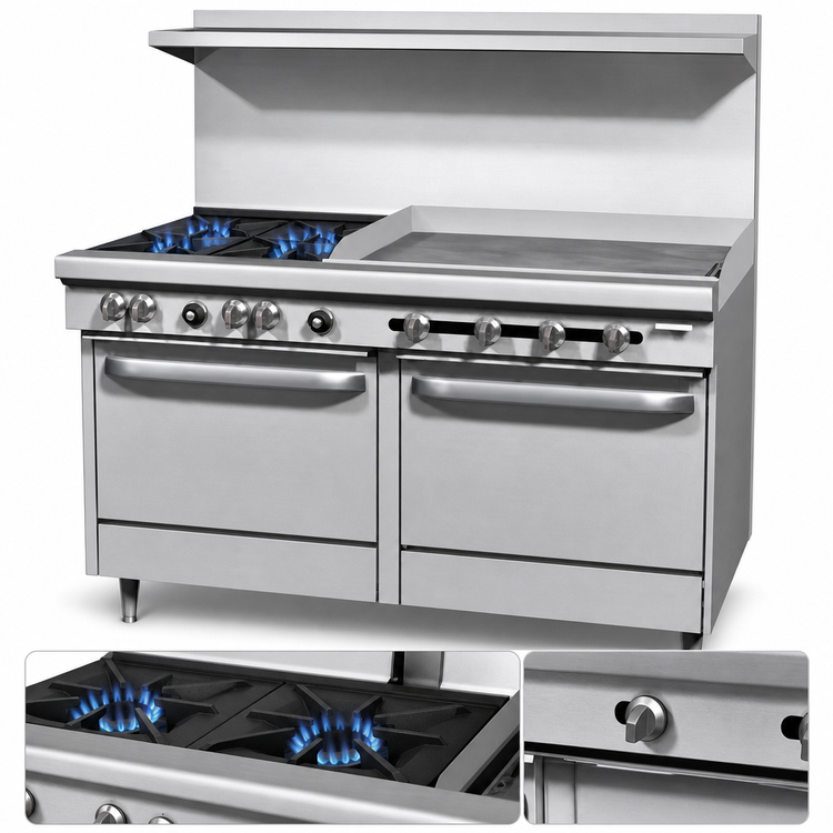 Product image #4 for Southbend S-Series 60-Inch Natural Gas Restaurant Range with 48-Inch Thermostatic Griddle, 2 Open Burners, Convection Oven, and Cabinet Base