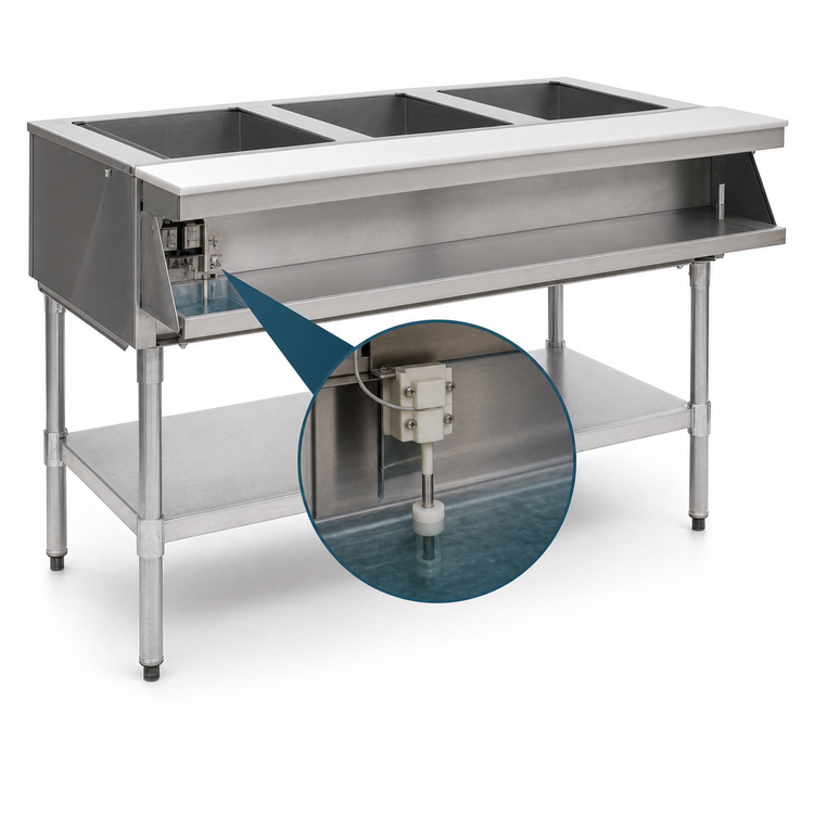 Product image #4 for Eagle Group 48-Inch Electric Water Bath Hot Food Table with 3 Open Wells, Open Cabinet Base, 240V