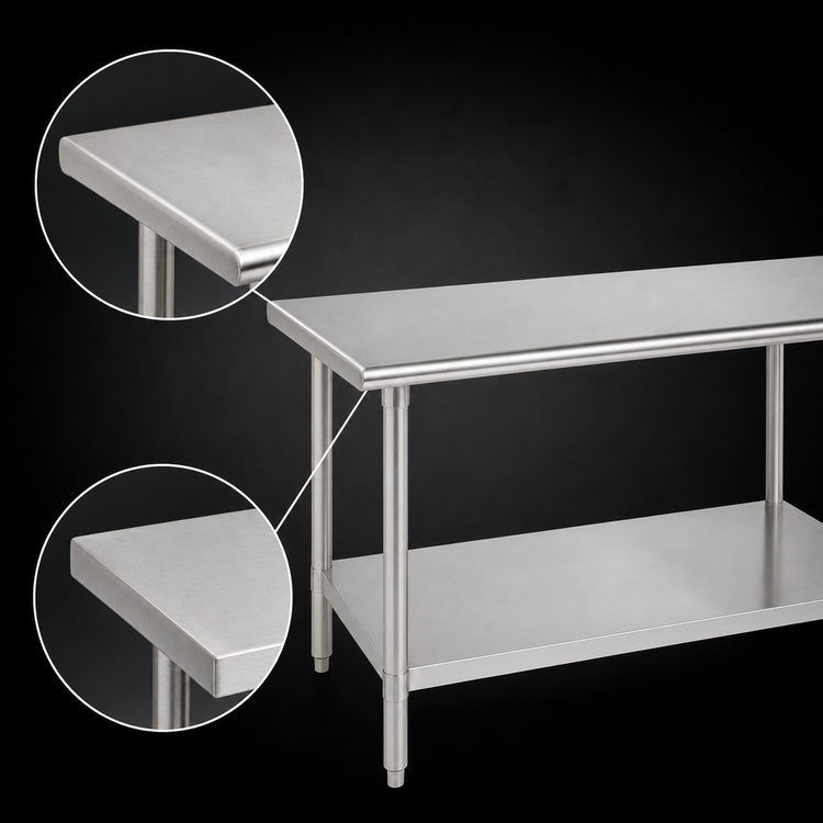 Product image #4 for Advance Tabco 144-Inch x 24-Inch 14-Gauge 304 Stainless Steel Work Table with Adjustable Undershelf