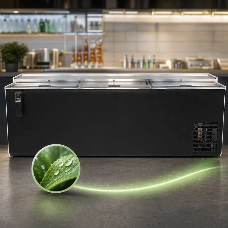 Product image #4 for Pro-Line 80-Inch Black Flat Top Deep Well Horizontal Bottle Cooler with 3 Sliding Doors