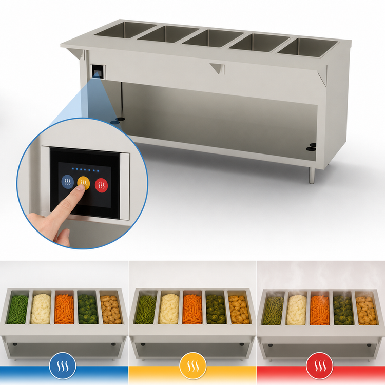 Product image #4 for Thurmaduke EW-5-CBSS 74" Five-Well Electric Ganged Waterless Hot Food Unit