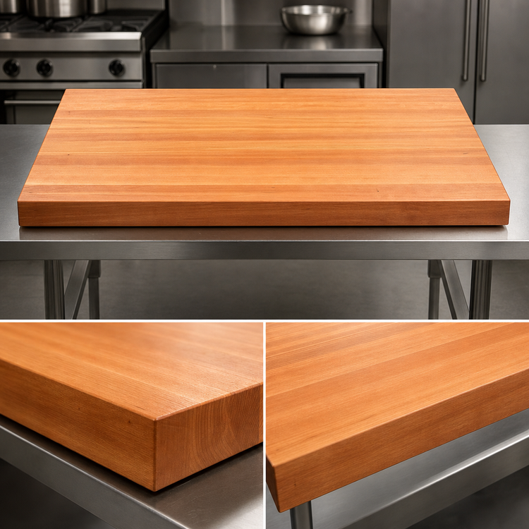 Product image #4 for Boos Block American Cherry Edge-Grain Kitchen Countertop with Full-Length Rails, 48 x 42 x 3 Inches, Penetrating Oil Finish