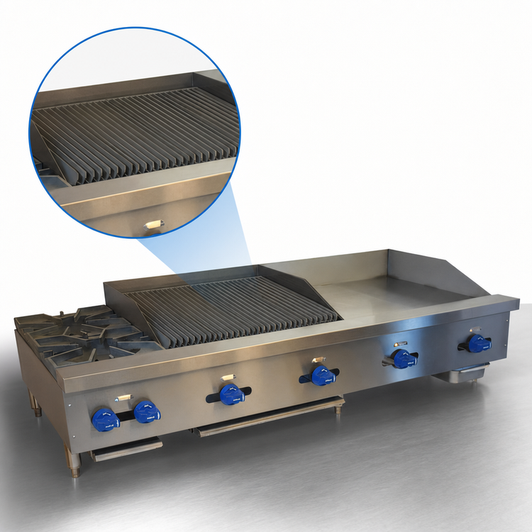 Product image #4 for Comstock-Castle 60-Inch Countertop Gas Char-Broiler/Griddle Combination with 36-Inch Griddle Plate
