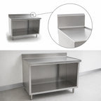 Thumbnail image #4 for Eagle Group Spec-Master OB24120SEM-BS 120-Inch Stainless Steel Work Table with Open-Front Cabinet Base, 4-1/2-Inch Backsplash and Marine Edge