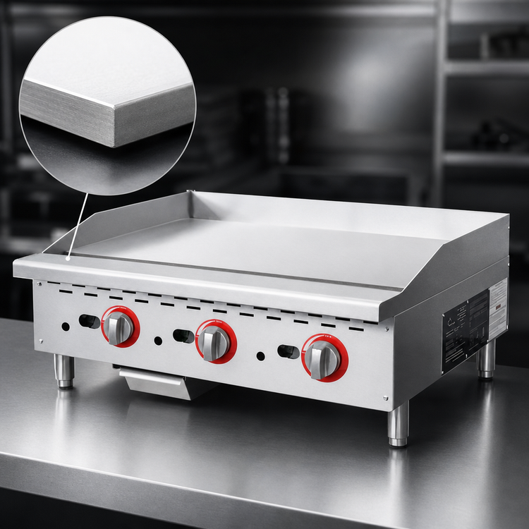 Product image #4 for Omcan USA 36-Inch Countertop Natural Gas Griddle with 24 x 20.7-Inch Cooking Surface and LP Conversion Kit