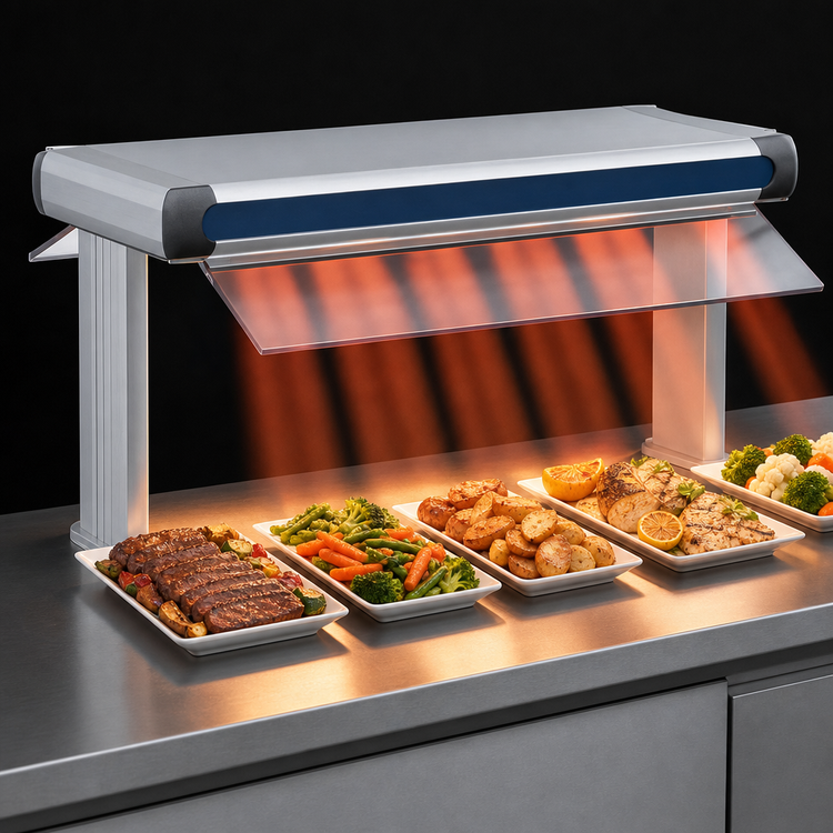 Product image #4 for Hatco Glo-Ray Designer Dual Infrared Strip Heater, 87.5-Inch Wide, 6-Inch Spacing, High-Wattage, Aluminum, 4.1 kW, 14-Inch Stands