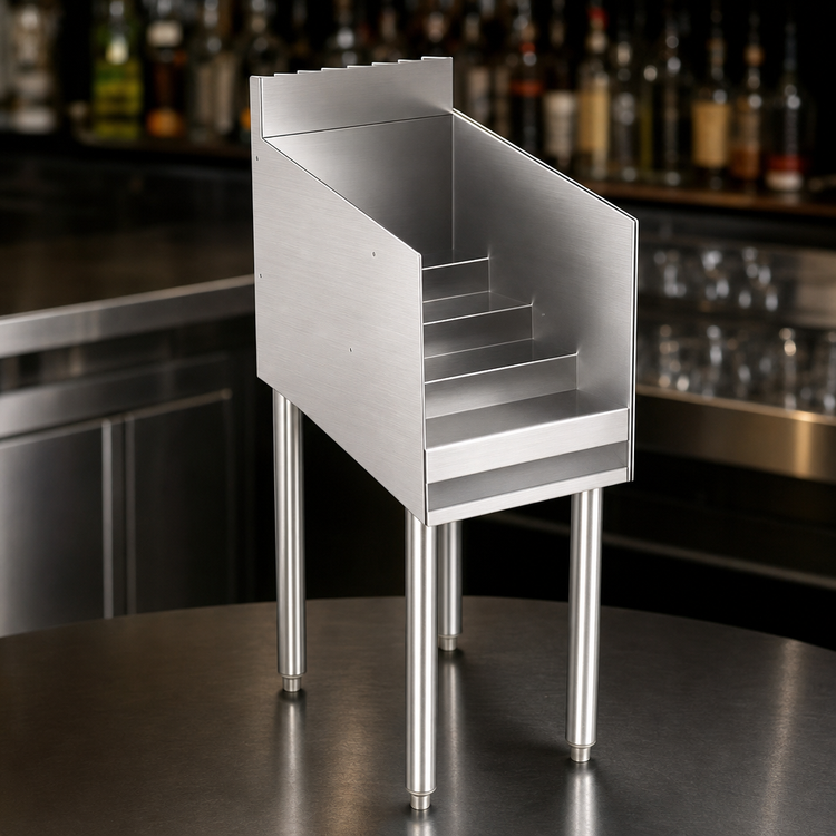 Product image #4 for Krowne Silver Series 12-Inch Wide 4-Step Raised Liquor Display, Freestanding Stainless Steel Unit